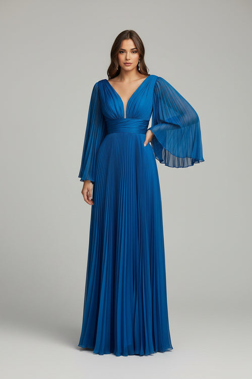 Abendkleid 242 – Chiffon und V-Ausschnitt in Lavendel – Ansicht 2 | ELIN Fashion